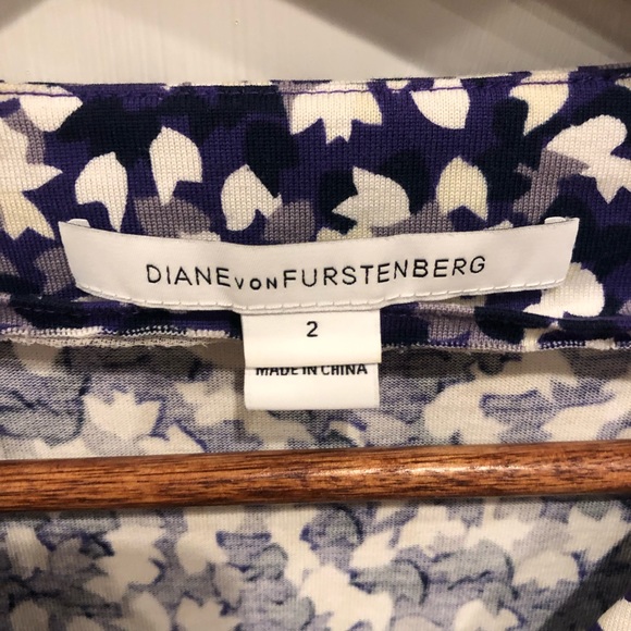 Diane Von Furstenberg Purple White New Julian Two Wrap Dress Jersey Knit - Picture 3 of 9